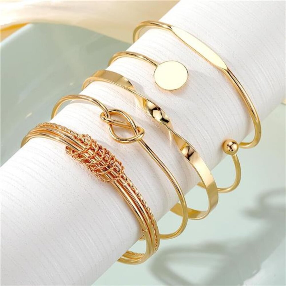 14k Plated Multi Layer Set Boho Textured Indian P… - image 5